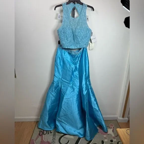 (W0) Intrigue by Blush PromStyle No. 284, Women's Blue Two-Piece Dress, Size 16